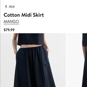 2 Mango poplin midi skirts size XS white and black